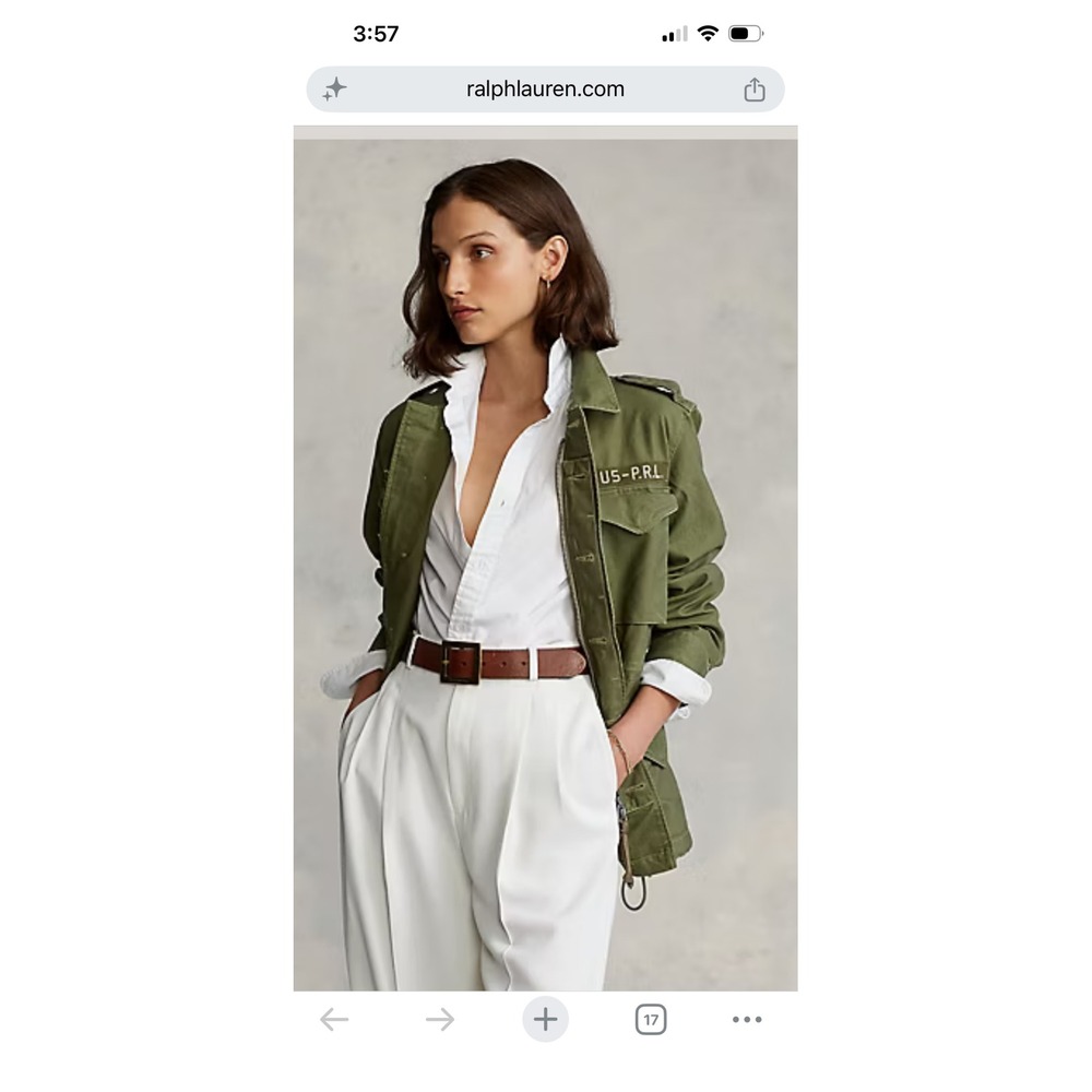 Polo Ralph Lauren Womens Olive Green Military Field Jacket US-P.R.L. Patch M-65